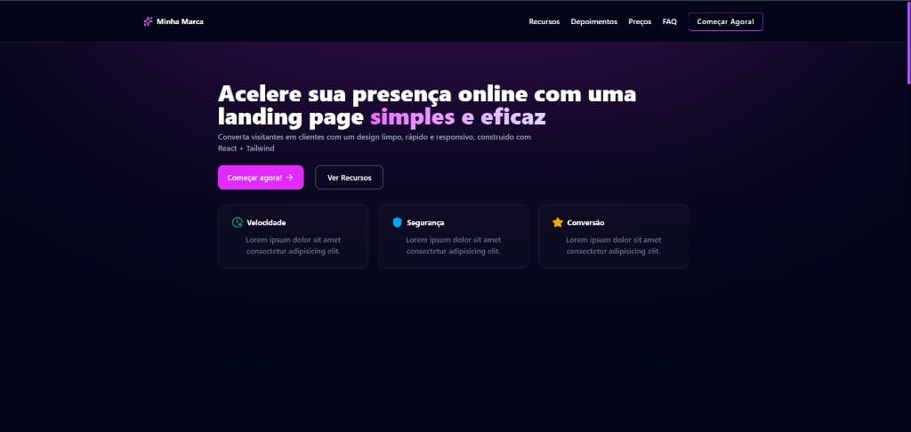 Preview do projeto Landing Page Base